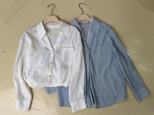 【门店同款】ENJOY夏季拼接蕾丝衬衫 162250432 商品图0