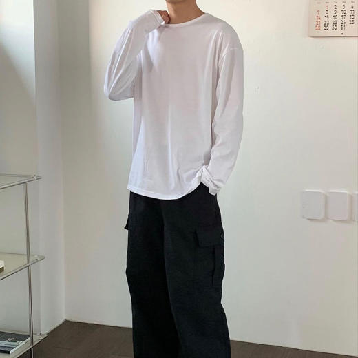 经典百搭「加购3件到手99元」与竹 230g重磅全棉长袖T恤 百搭舒适 5色可选 男女同款 商品图11