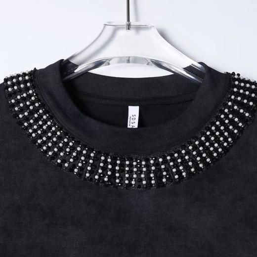 SDSA男装2026新款轻奢高街扎染领口镶珠子设计圆领短袖T恤百搭 商品图1