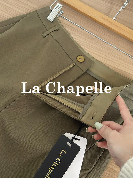 专柜实拍【遮胯显瘦通勤】拉夏贝尔/La Chapelle绵羊毛+莱赛尔！高腰单扣裤袢卷边设计西裤休闲哈伦裤 商品图5