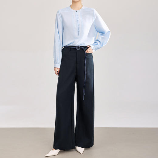 「高货wl」全新升级【铂金会员293/天猫399/差价106】(20701)洛诗琳小众冰感天丝棉麻阔腿裤2026新款高腰通勤直筒裤女 商品图2