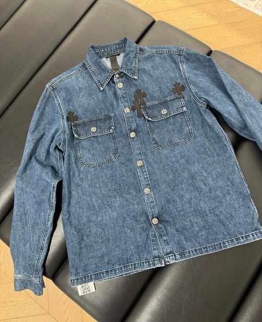 中性款牛仔长袖衬衫la009 商品图0