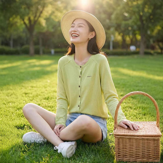 「自」全新升级【铂金会员321/天猫429/差价108】(22006)洛诗琳天丝亚麻长袖针织开衫2026气质新款重工绣花外套女 商品图0