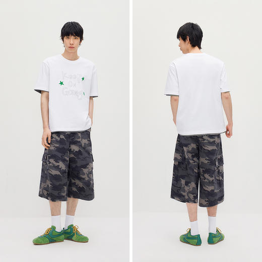 森马短袖T恤男夏趣味手绘字母印花针织衫2026新款星星贴布绣上衣 商品图4