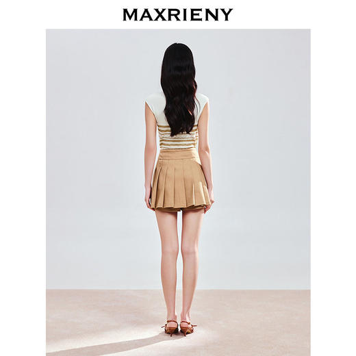 【商场同款】MAXRIENY复古少女a字百褶半裙25夏款收腰短裙波嬉风(货号:MC86SK048) 商品图3