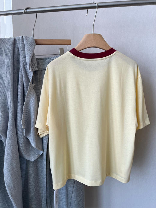 【丝麻情结】噢蜜ooomeooo撞色领小鸡黄T 商品图12