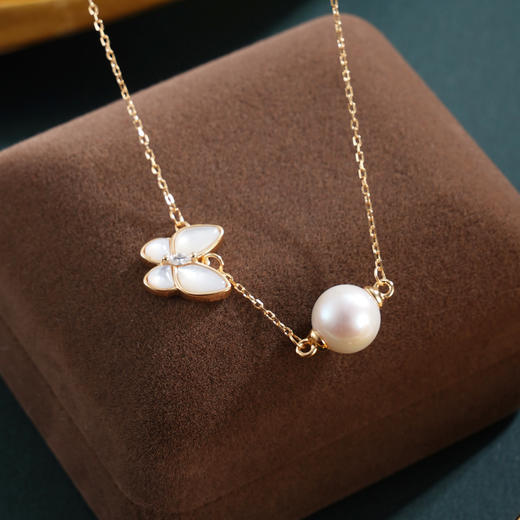 子佩集【珠光蝴蝶】银S925珍珠惜王妃套链项链【MLTL046】镀金蝴蝶2602 商品图0