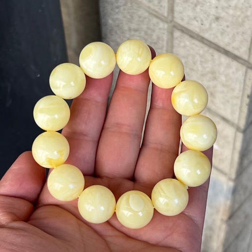 【青山特惠】17.4mm*13颗 精品原矿俄料 满蜡白花圆珠蜜蜡手串，37.17g m256 商品图0