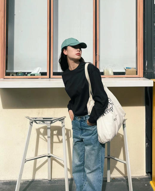 经典百搭「加购3件到手99元」与竹 230g重磅全棉长袖T恤 百搭舒适 5色可选 男女同款 商品图5