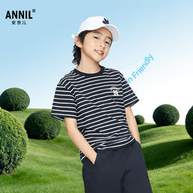 男女童圆领短袖针织衫夏季新款安奈儿童装EM621696