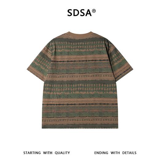 SDSA男装2026新款轻奢美式复古民族风撞色圆领短袖T恤百搭上衣 商品图4