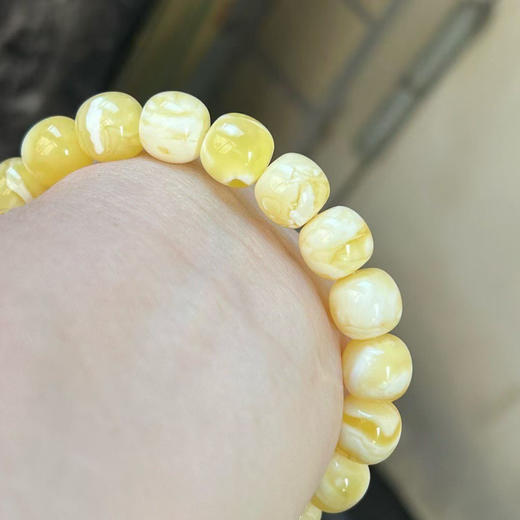 【青山特惠】11mm*20颗 精品原矿俄料精工瓷白花高庄老型蜜蜡手串，15.8克 m285 商品图7