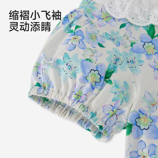 【100%精梳棉】英氏儿童套装夏季透气女童短袖短裤套装休闲纯棉宝宝衣服夏装套装 商品图3