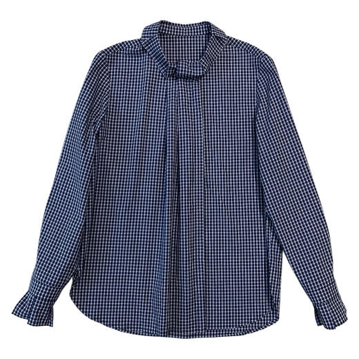 气质文艺！2026客供60支纯棉亲肤透气花边立领单排扣细格纹衬衫！ 商品图4