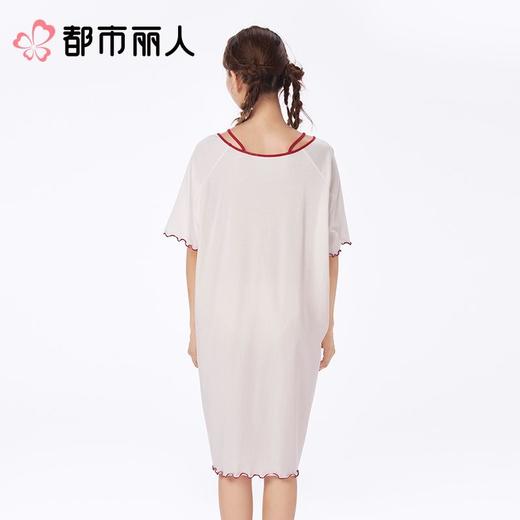 都市丽人睡衣女士睡衣薄家居服单面无尘棉睡衣女士无尘棉短袖裙女装睡裙LHC6B0 商品图2