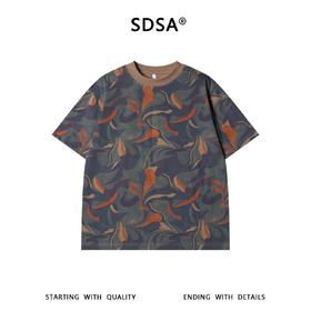 SDSA男装2026新款高贵轻奢艺术感抽象撞色设计圆领短袖T恤百搭