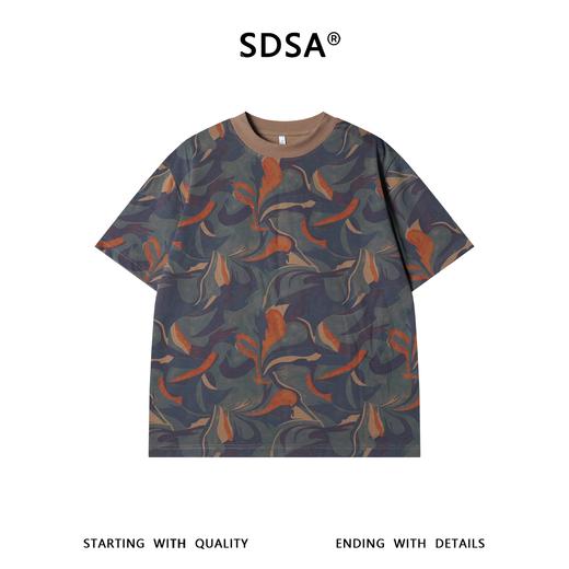 SDSA男装2026新款高贵轻奢艺术感抽象撞色设计圆领短袖T恤百搭 商品图0