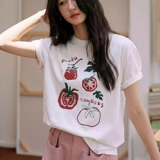 【79.9元三件】小众设计全棉ins印花显瘦短袖T恤DJG-CM2 商品图5