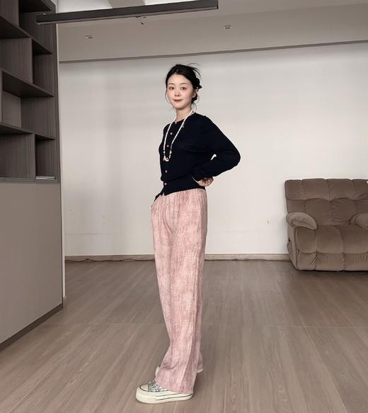 水墨晕染~丝羊毛文艺感直筒显瘦高腰阔腿裤 商品图2
