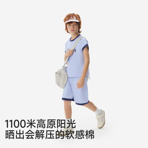 【50S高密针织】英氏儿童套装男童衣裤套装夏季针织短袖短裤套装户外运动休闲百搭 商品图1