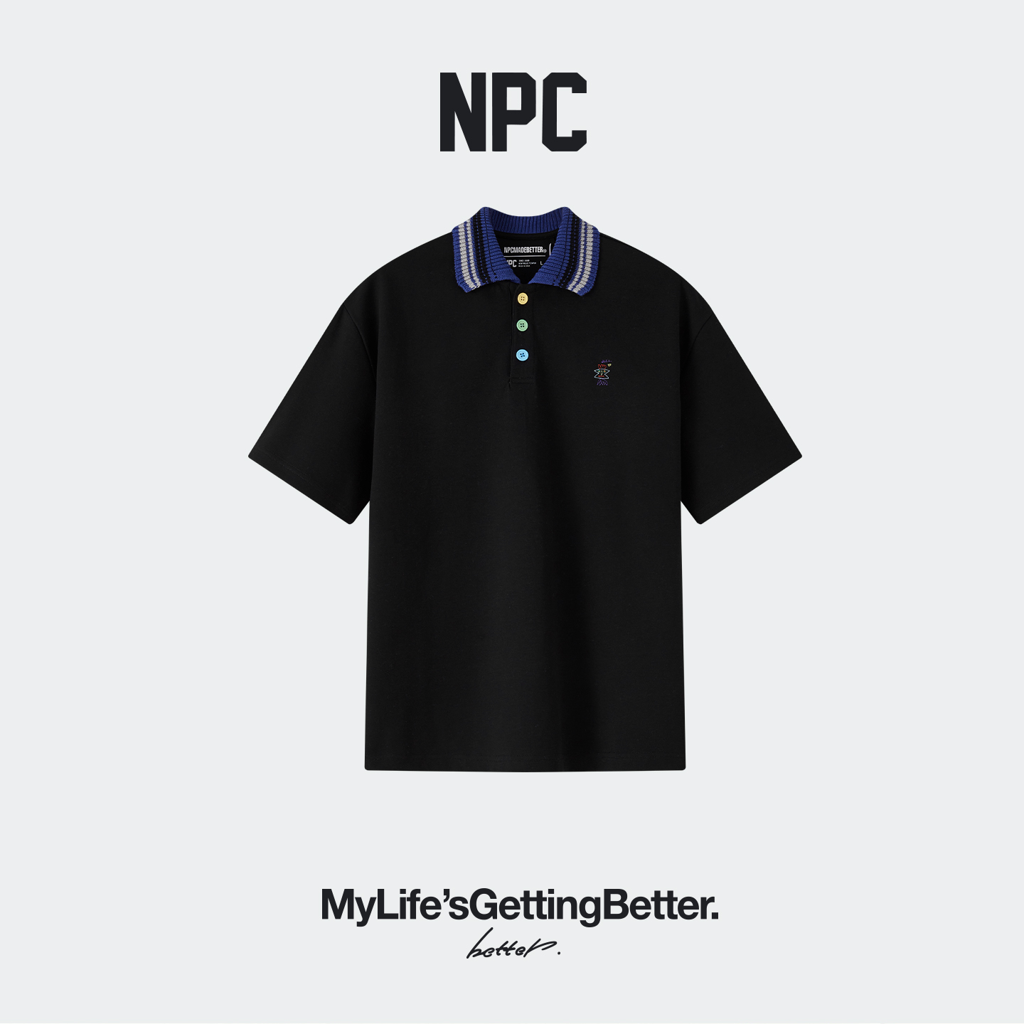 NPC潮牌美式休闲撞色彩扣POLO衫毛巾纱绣花翻领夏季新款NP62TP05