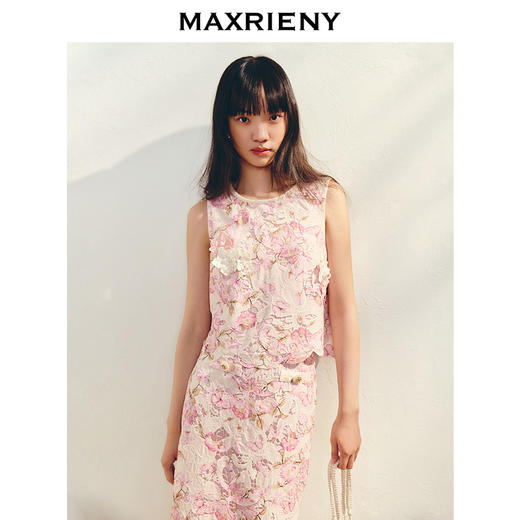 【宋雨琦同款】MAXRIENY花漾千金上衣蕾丝立体绣花设计高级气质感(货号:MC86TP039) 商品图0