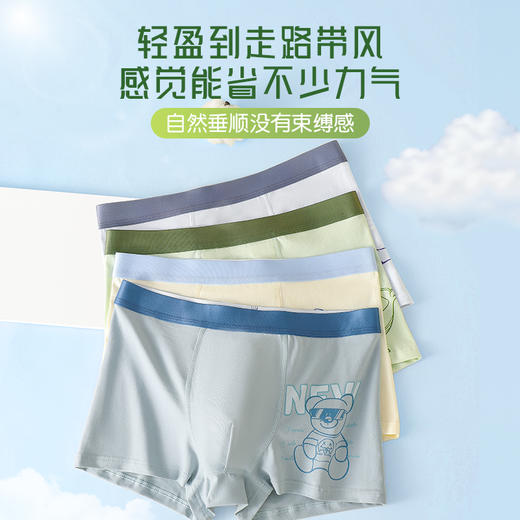 青少年启航裤，一盒4条装➕送2条（到手6条，颜色随机）童童树青少年启航裤男初中生纯棉10抑菌裆透气高弹不卡裆平角内裤 商品图7