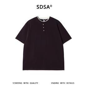 SDSA男装2026新款高贵轻奢潮牌撞色拼接假两件短袖T恤百搭时尚