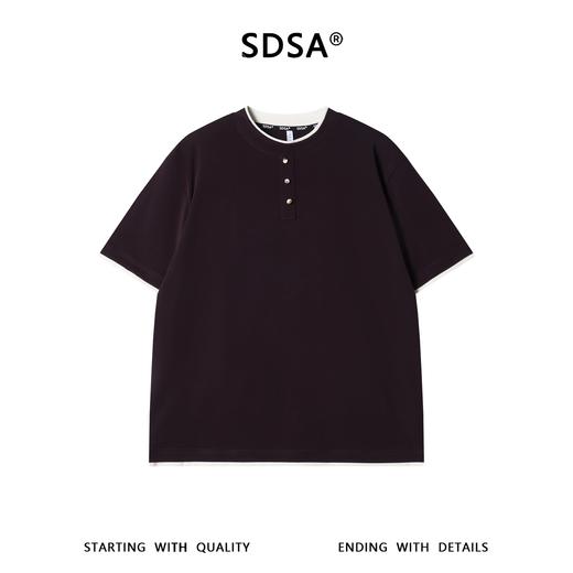 SDSA男装2026新款高贵轻奢潮牌撞色拼接假两件短袖T恤百搭时尚 商品图0