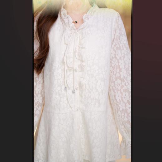 MAXRIENY宫廷风重工蕾丝衬衫26新款提花气质复古绣花蕾丝上衣女(货号:MU80JA014) 商品图2