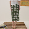 谜底压褶半裙2026夏季新品H型修身绿色格纹文艺中长裙女262MB0629 商品缩略图2