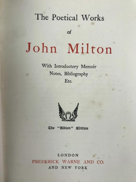 工坊特装本！约19世纪后期 弥尔顿诗集 1幅肖像插图 全真皮精装32开 商品图4