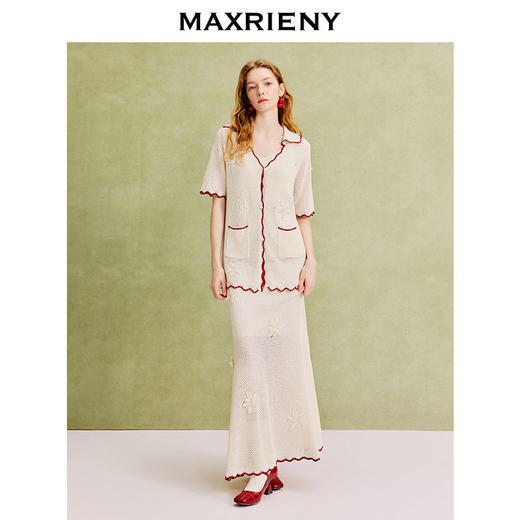 【宋茜同款】MAXRIENY玉兰针织套装度假风毛织外套内搭套装两件套(货号:MC86JA251) 商品图1