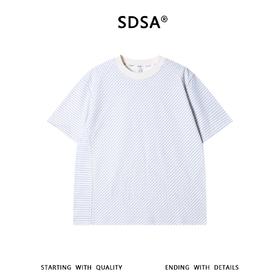 SDSA男装2026新款高贵轻奢潮牌复古撞色斜纹圆领短袖T恤百搭上衣