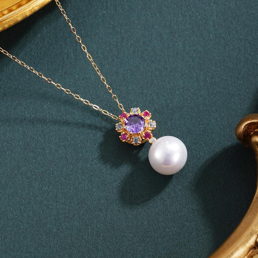 子佩集【灵毓秀馨】银S925珍珠惜王妃套链项链【MLTL048】镀金紫太阳2602 商品图1