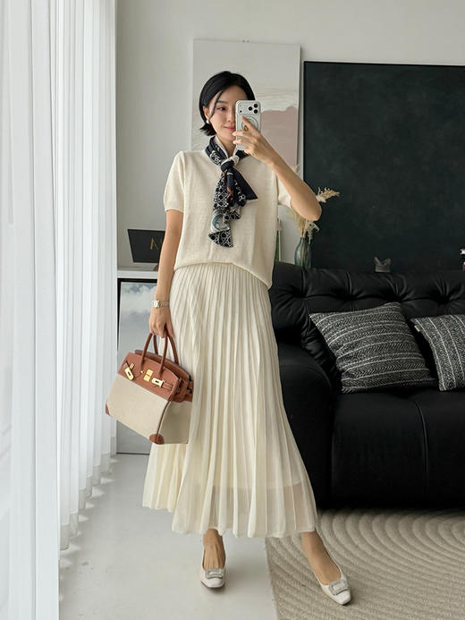 「工厂团购上新」气质通勤款 氛围感百褶针织半裙U300 商品图4