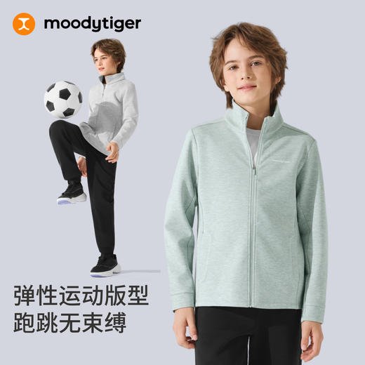 moodytiger男童秋冬新针织立领拉链柔软透气舒适外套53110404 商品图2