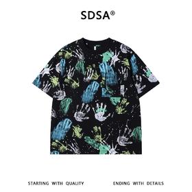 SDSA男装2026新款高贵轻奢潮牌手掌印涂鸦圆领短袖T恤百搭休闲潮
