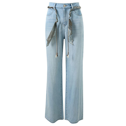 【莱赛尔】三彩2026夏季新款休闲裤牛仔裤高腰宽松直筒裤长裤S 商品图4