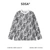SDSA男装2026新款高贵轻奢潮牌透气撞色植绒花卉设计圆领长袖T恤 商品缩略图0