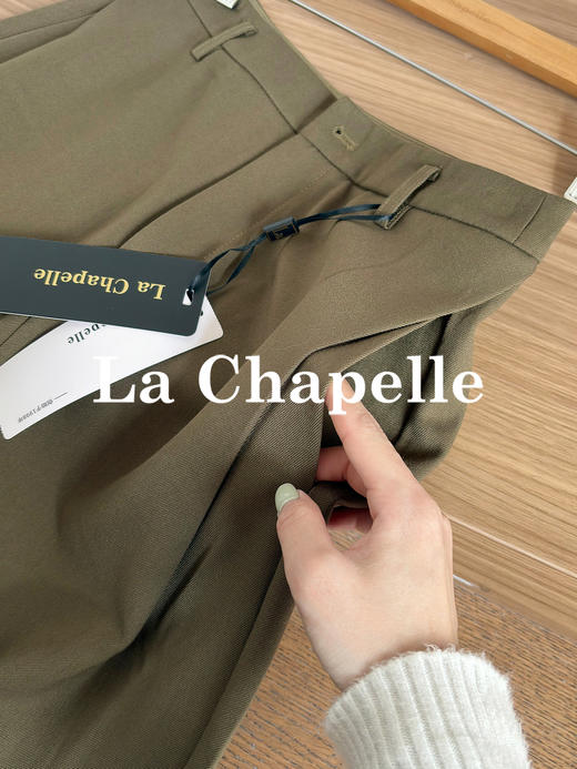 专柜实拍【遮胯显瘦通勤】拉夏贝尔/La Chapelle绵羊毛+莱赛尔！高腰单扣裤袢卷边设计西裤休闲哈伦裤 商品图4