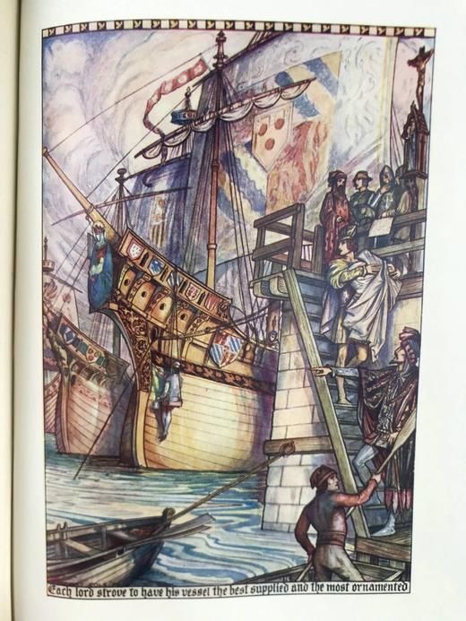 约20世纪早期 傅华萨编年史 12幅彩色插图 漆布精装32开 商品图9