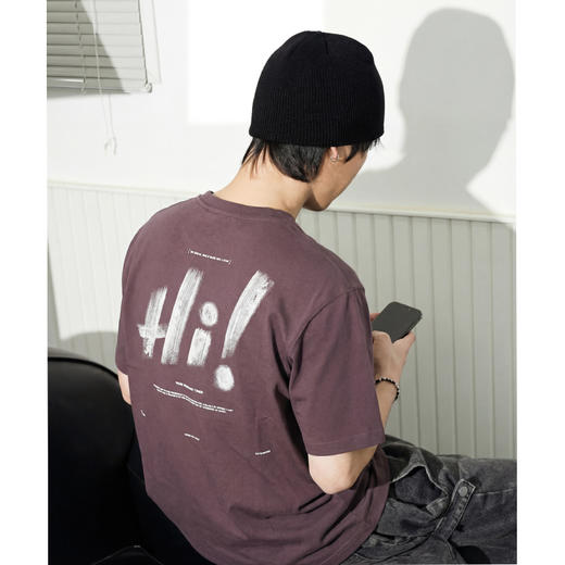 DRONKOO 2026 圆领左胸后幅Hi叹号印花修身短袖T恤 商品图2