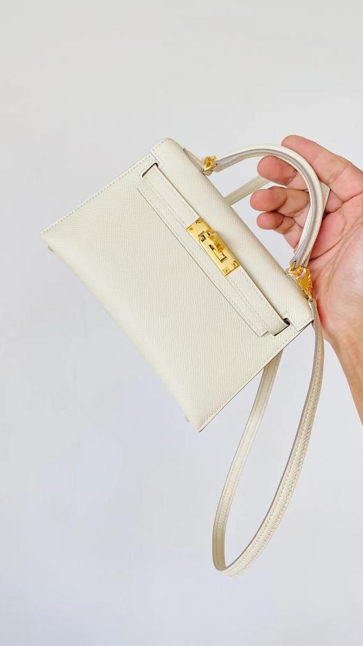 【纯手缝定制不退换】爱马仕 mini kelly 二代 奶昔白 金扣（MM） 商品图3