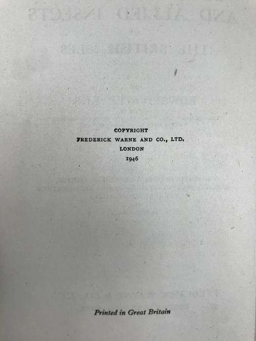 1946年 不列颠群岛昆虫图鉴 67幅黑白44幅彩色插图 精装36开 商品图4