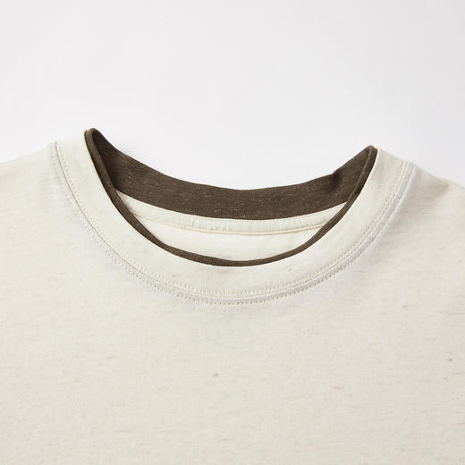 谜底撞色T恤短袖2026年夏季新品简约修身百搭舒适棉麻女262MT0625 商品图3