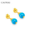 GAONAS   贵气新中式老钱蓝色珠金色耳环11948EB 商品缩略图2