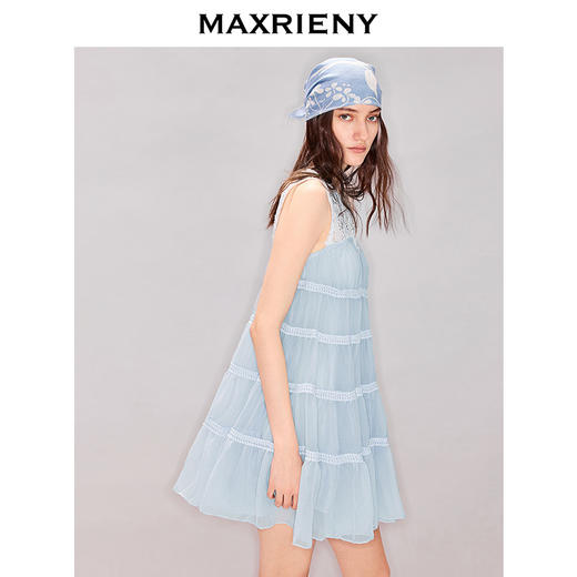 MAXRIENY26华丽浪漫感背心连衣裙伞摆a字娃娃裙公主裙子蓝色(货号:MF80DR002) 商品图2