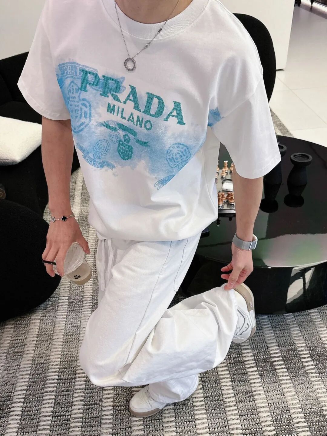 PRA早春新款刺绣logo字母短袖