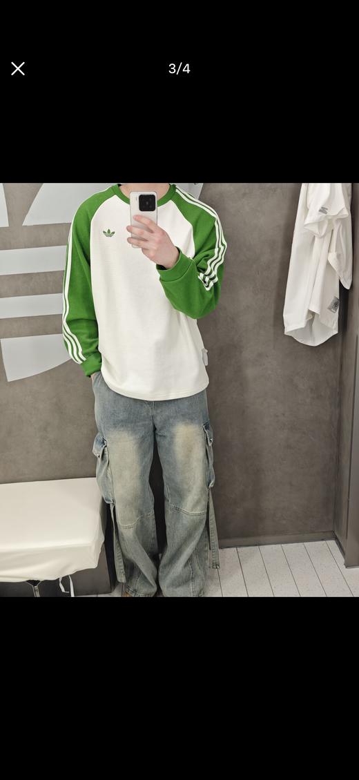 毒家，最后190件！男女款阿迪达斯三叶草 华夫格插肩长袖T恤  华夫格针织面料  草长袖 商品图3